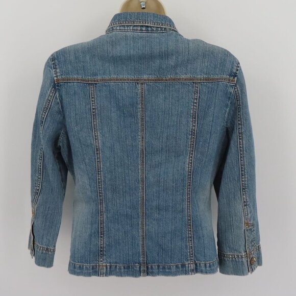 DKNY Jeans Women Small Blue Denim Jean Jacket Collar Button Pockets Cotton Y2K - Picture 5 of 10